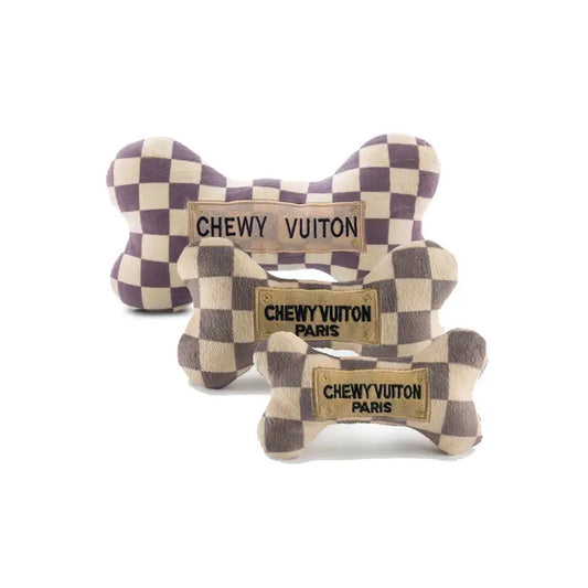 Checker Chewy Vuiton Bones Squeaker