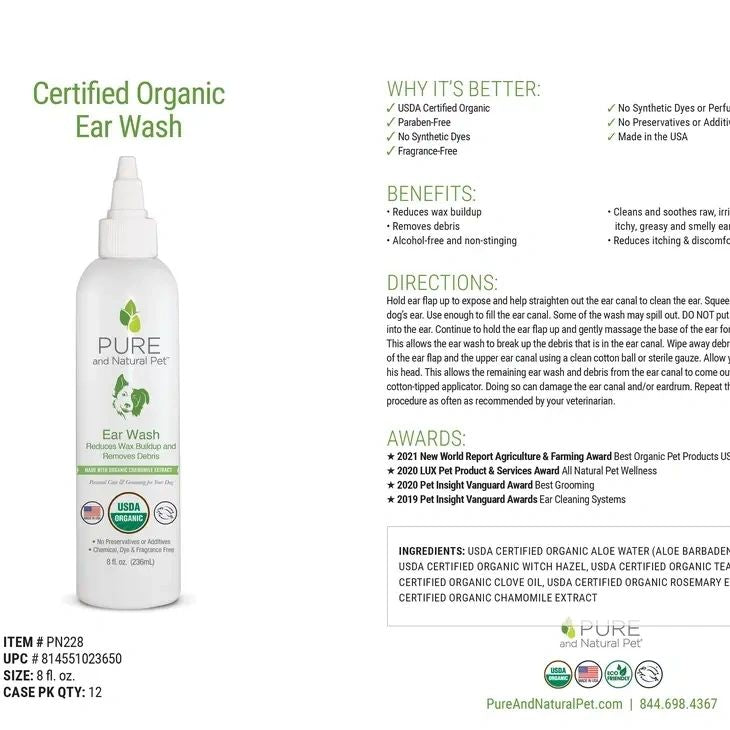Organic Ear Wash by Pure and Natural Pet