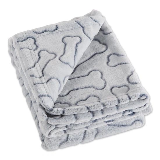 Gray Embossed Bone Print Pet Blanket