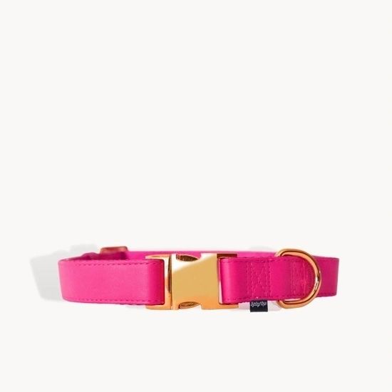 Vegan Leather Dog Collar - Punk Pink