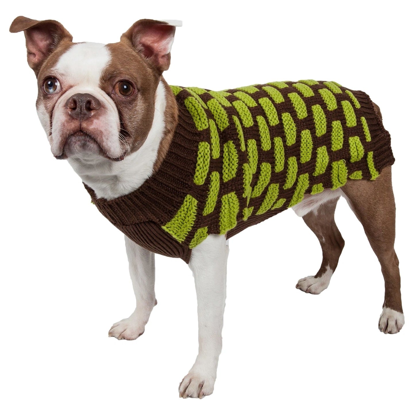 Green & Brown Woven Sweater